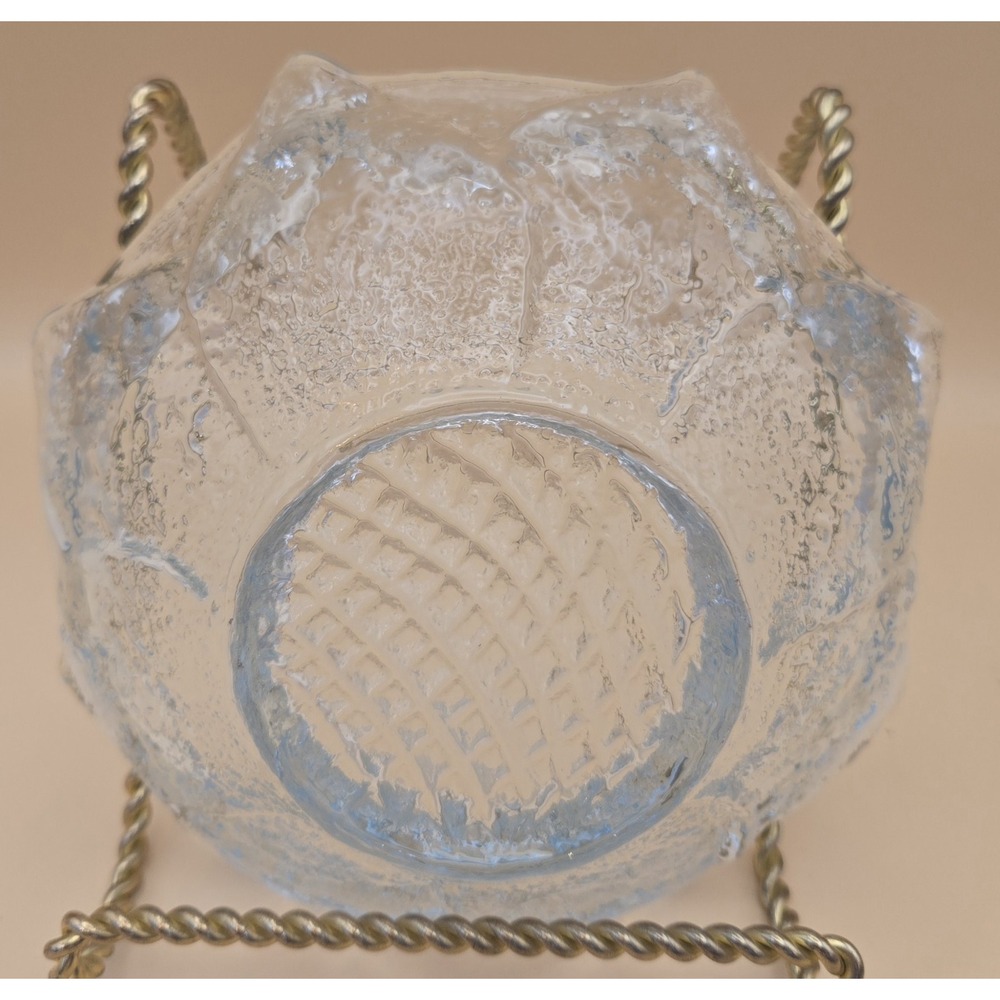 Crystal Clear Bowl Blenko Sunflower Design Aqua Vintage - Picture 7 of 16